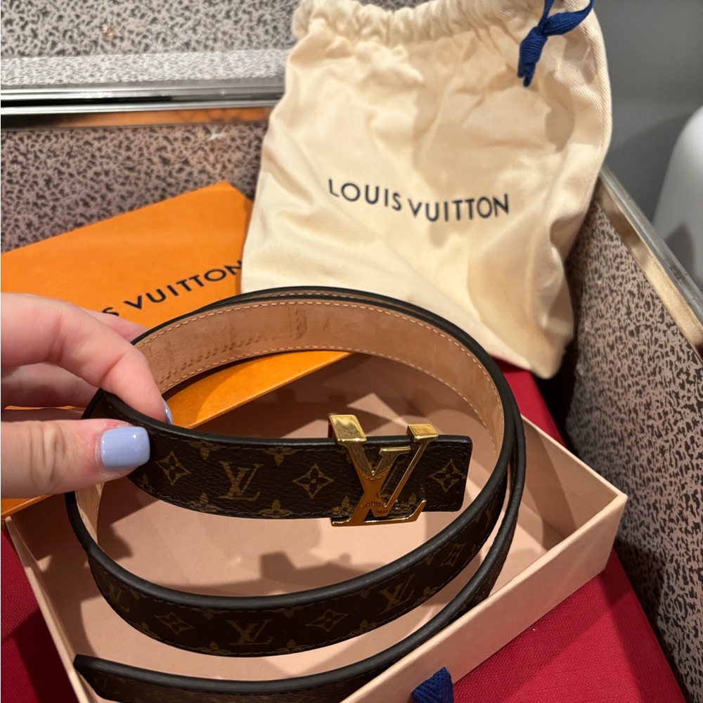 Louis Vuitton Monogram Belt with Gold Buckle NEVER WORN